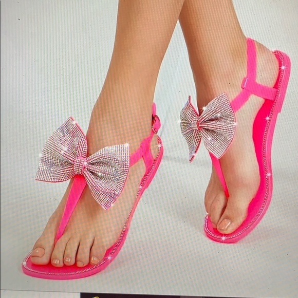 Cute Rhinestone Brand New Hot Pink Jelly Shoes - Picture 4 of 4